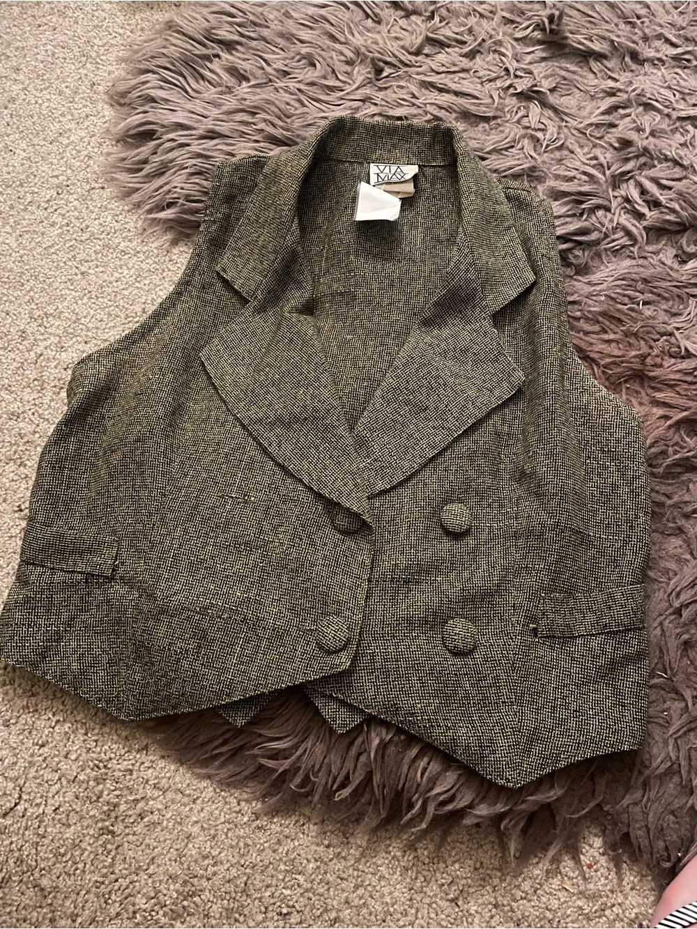Tweed Double-Breasted Vest Jacket